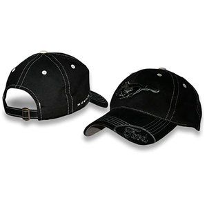 Ford Mustang Black Hat with Silver Stitching Hat